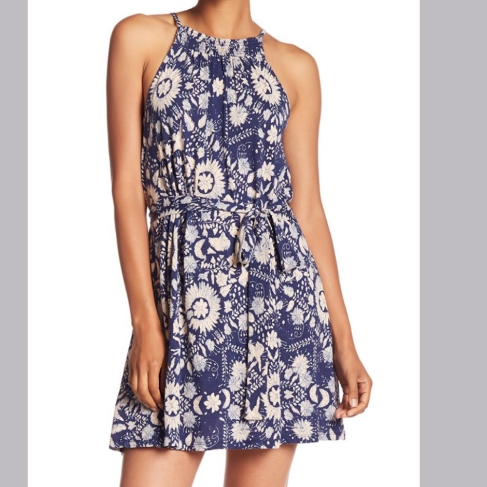 Halter Lucky navy floral summer dress